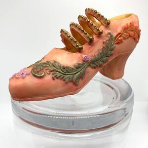 Collectible Miniature Shoe Decoration Coral and Floral